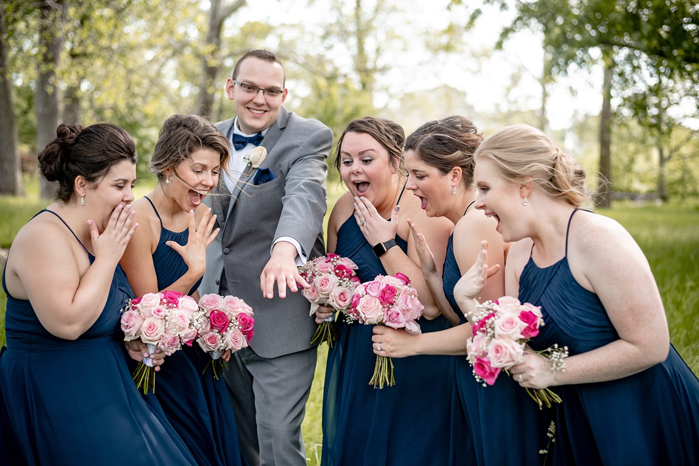 the Groom and the Bridesmaids at a wedding in St Louis